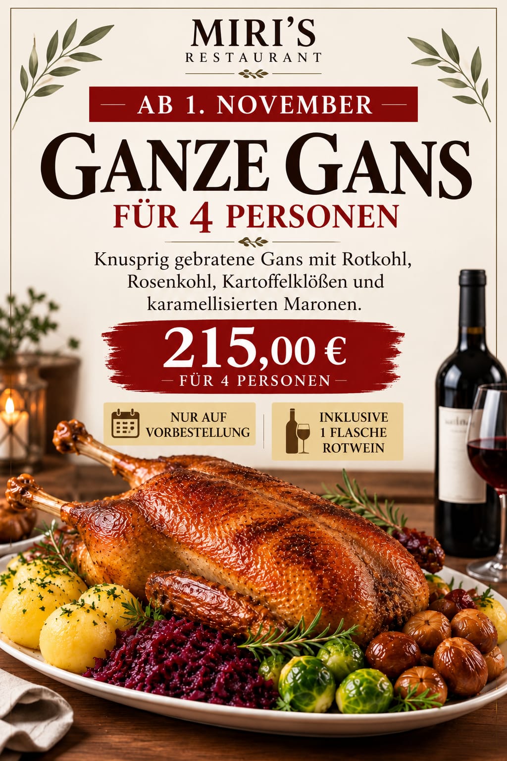 Ganze Gans für 4 Personen