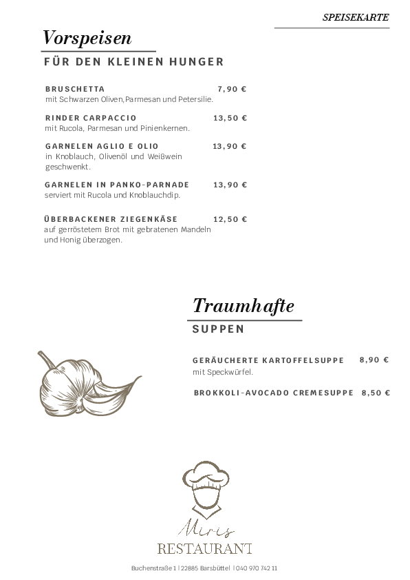 Speisekarte Vorschau